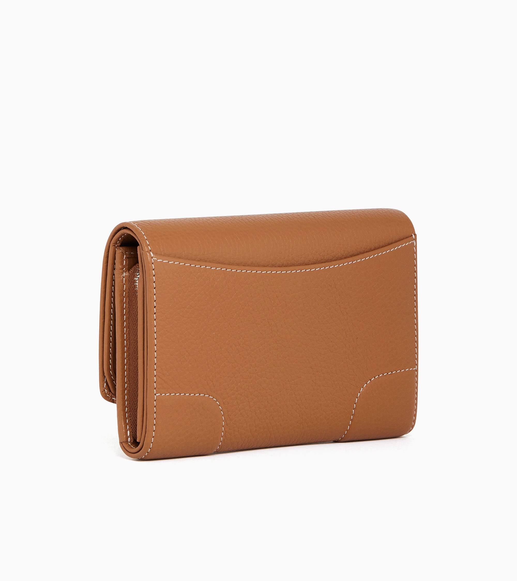 Romy coin case with flap closure in grained leather
