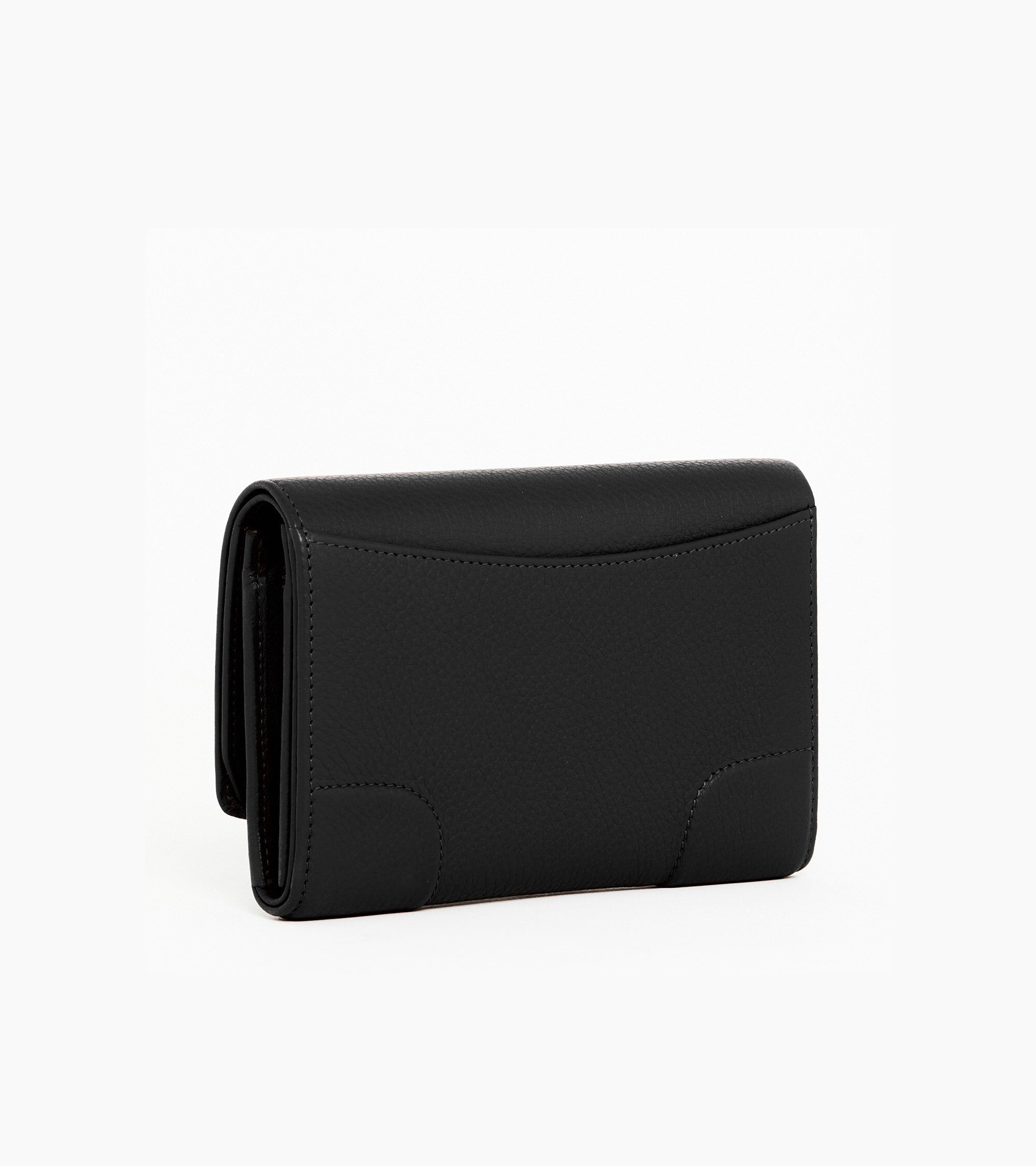 Romy coin case with flap closure in grained leather