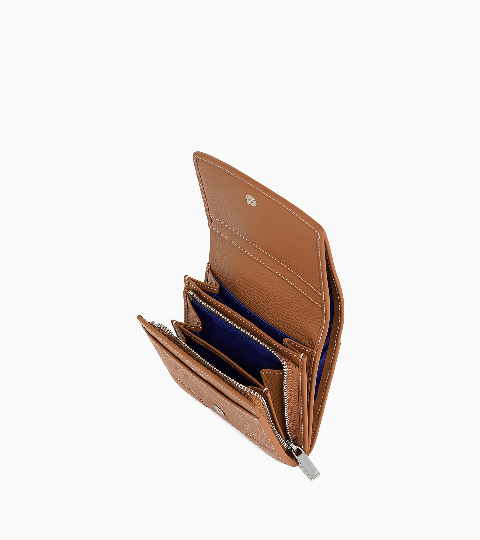 Romy small, zipped wallet in grained leather