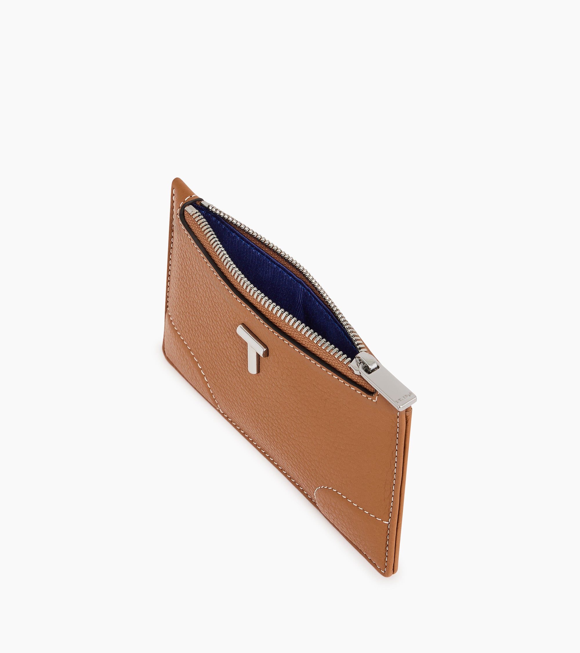 Romy zipped card holder in grained leather