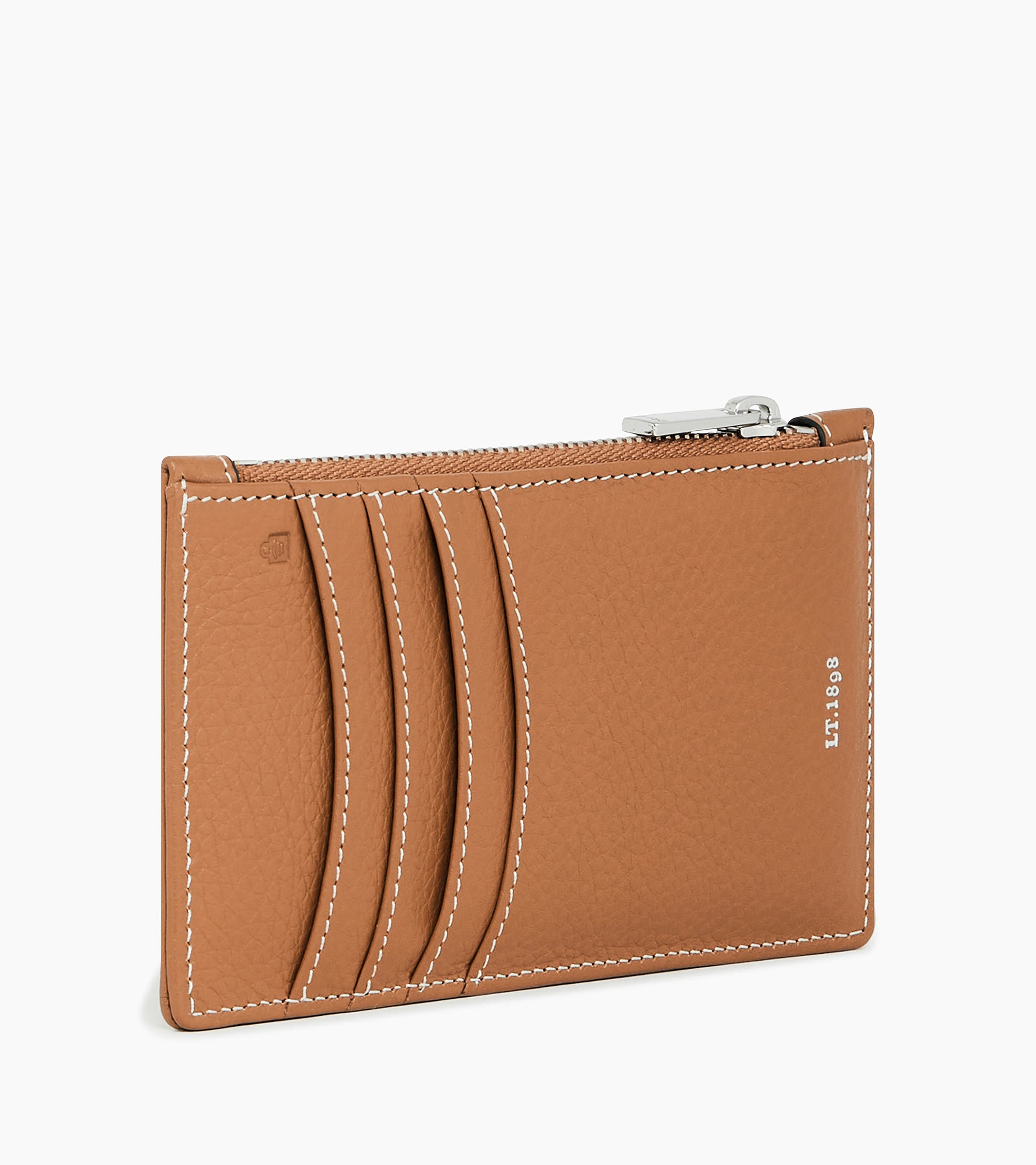 Romy zipped card holder in grained leather