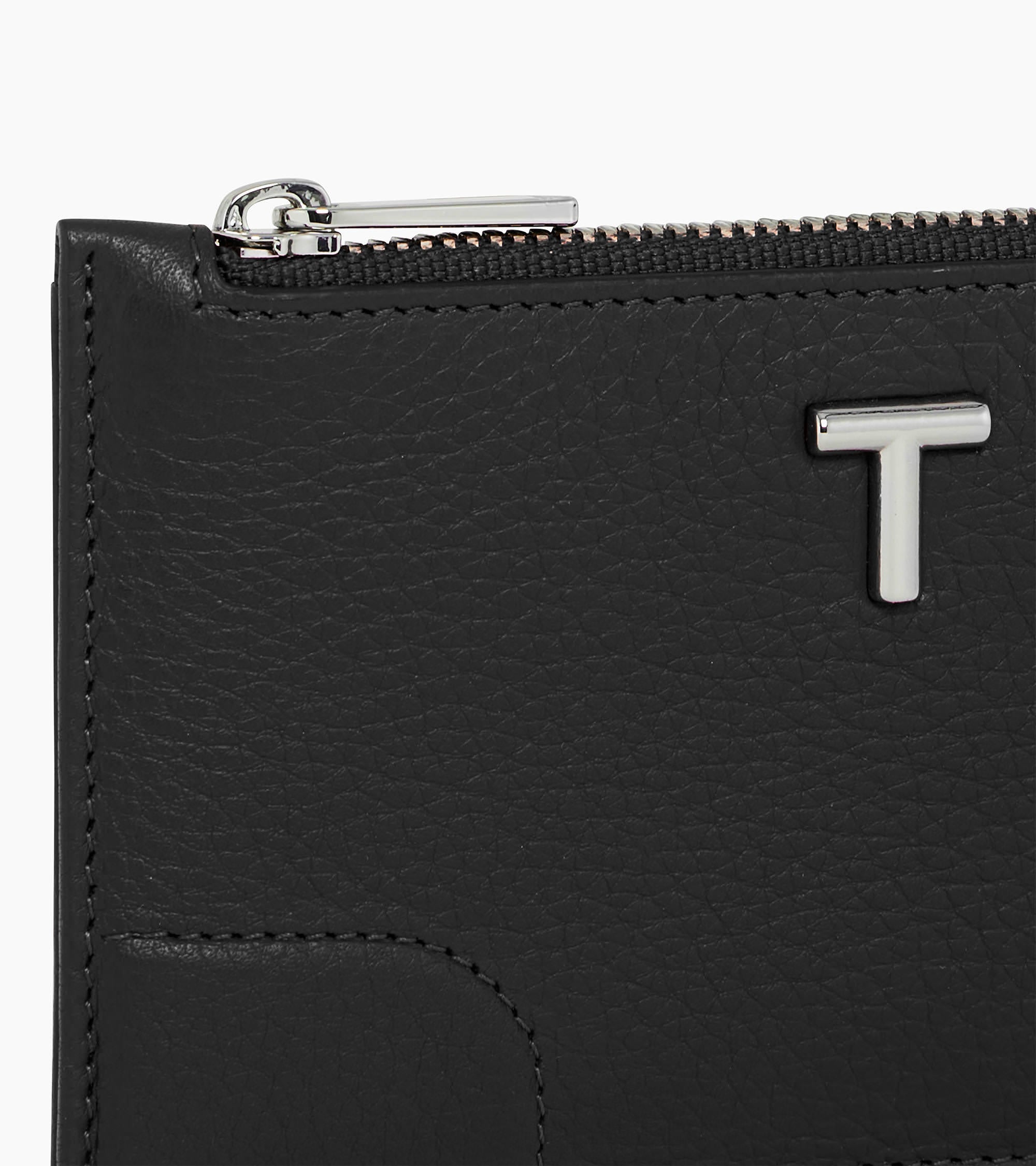 Romy zipped card holder in grained leather