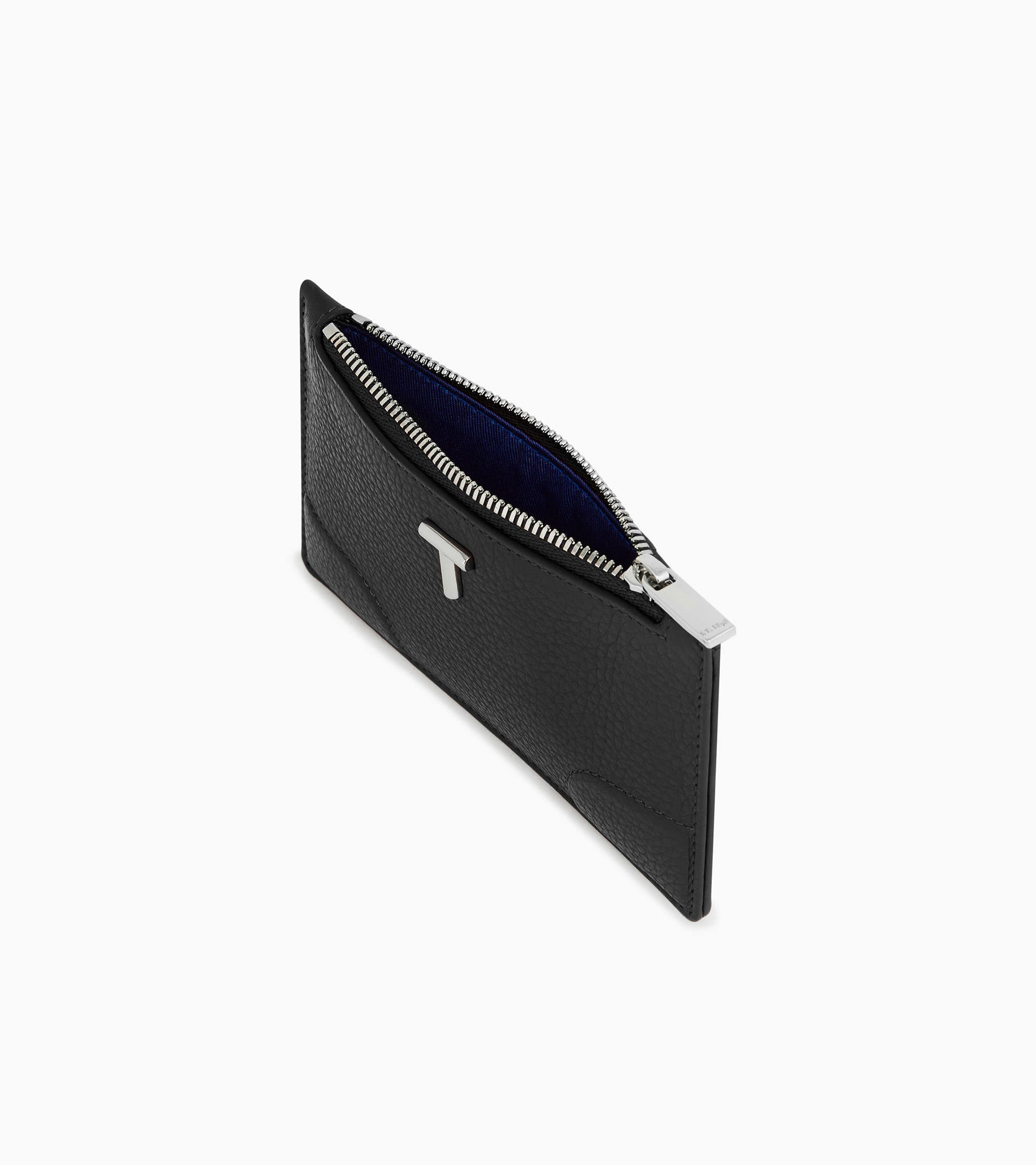 Romy zipped card holder in grained leather