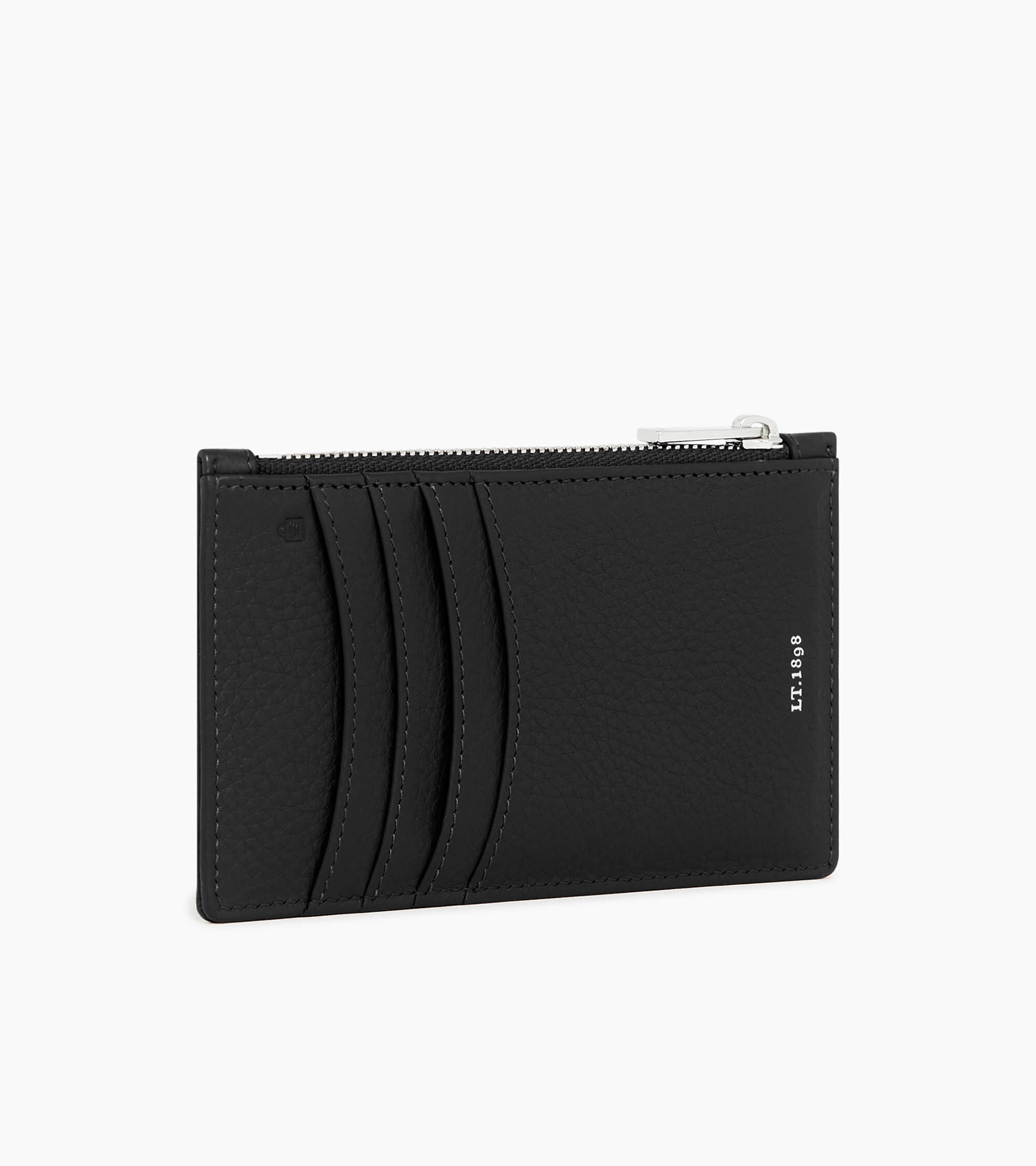 Romy zipped card holder in grained leather