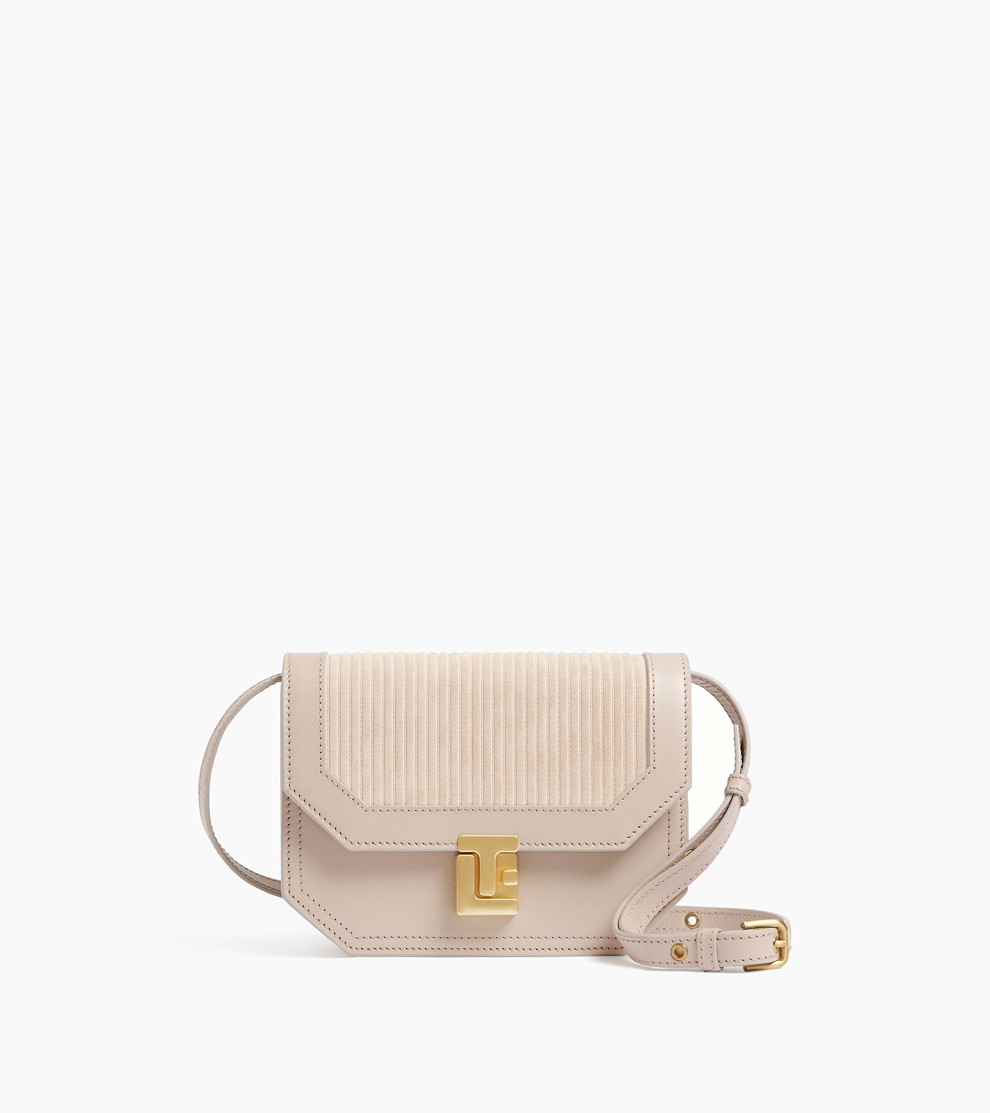 Rose small shoulder bag in ribbed and smooth leather