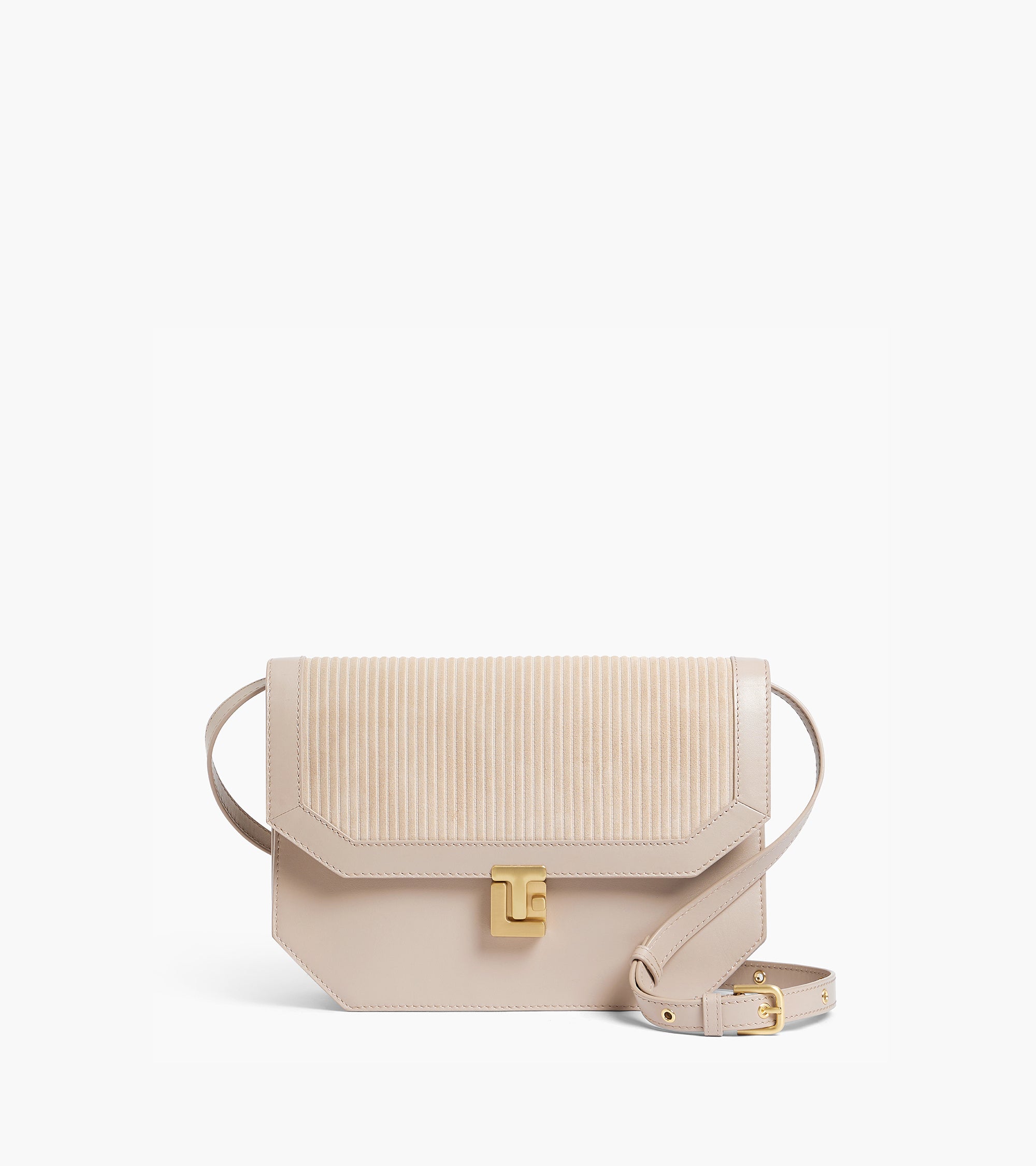 Rose medium shoulder bag in ribbed leather and smooth leather