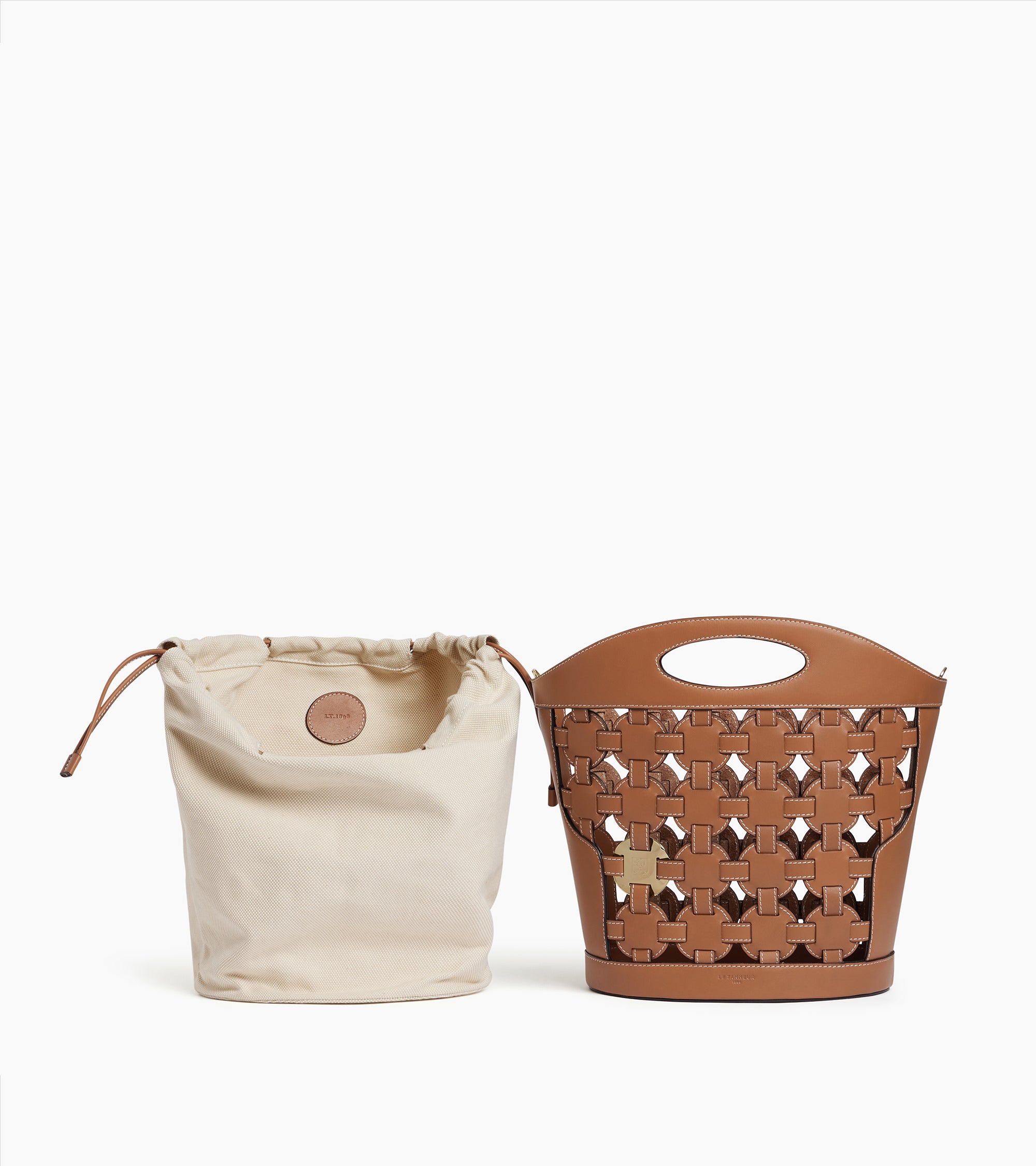 Bucket bag Le Potier in cotton canvas and smooth leather