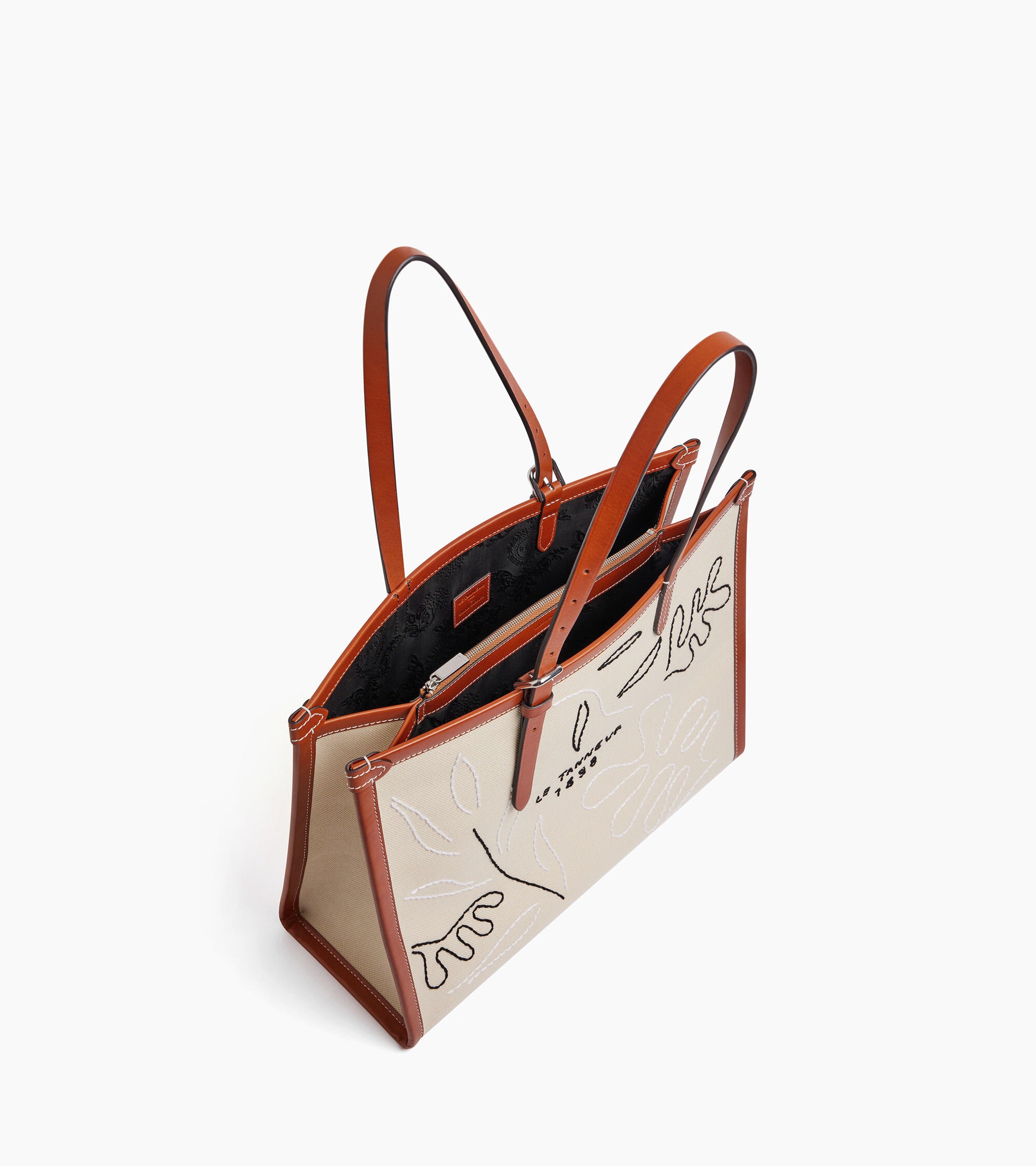 Sarah Espeute shoulder bag in semi-vegetable leather and cotton canvas