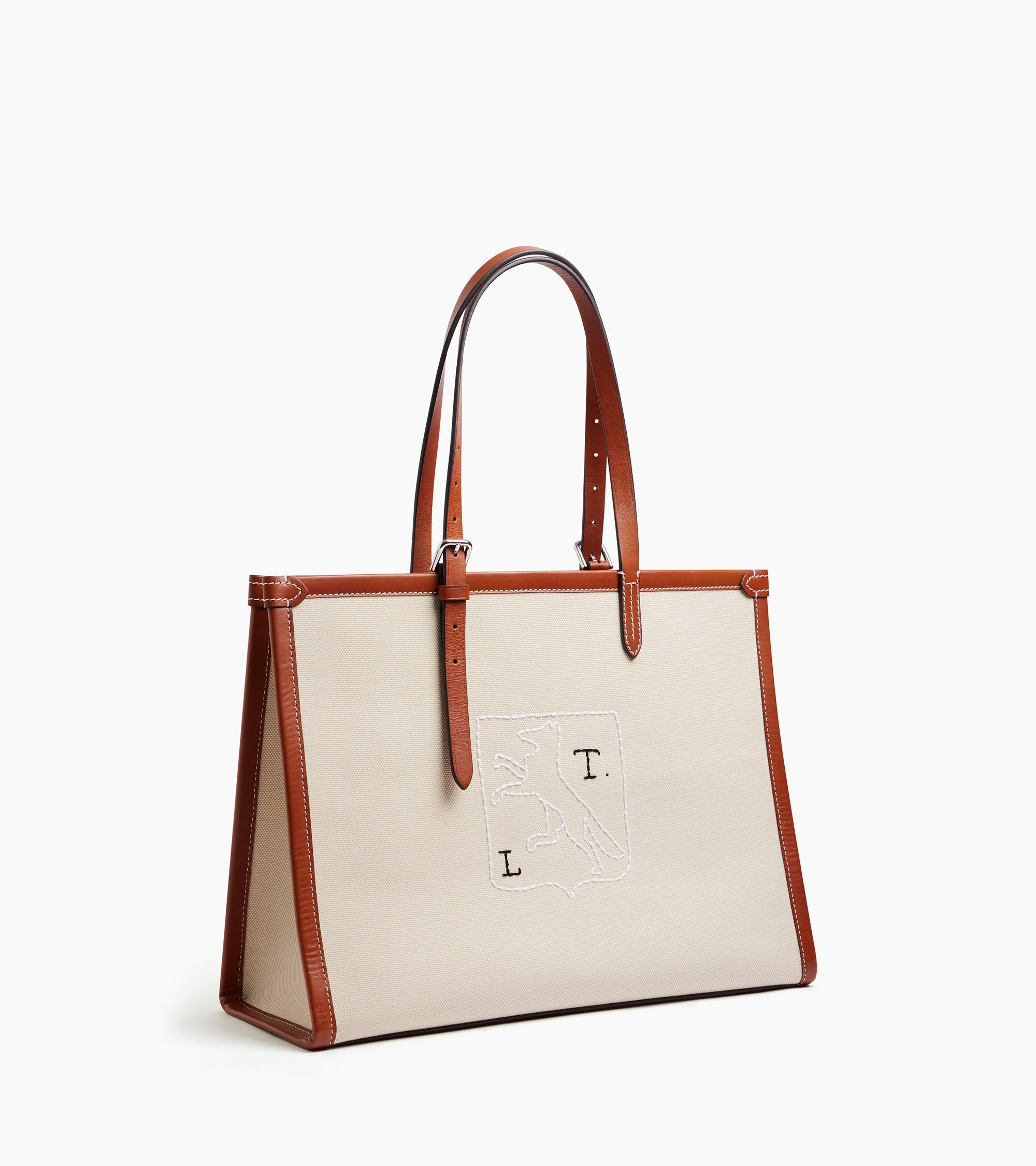 Sarah Espeute shoulder bag in semi-vegetable leather and cotton canvas
