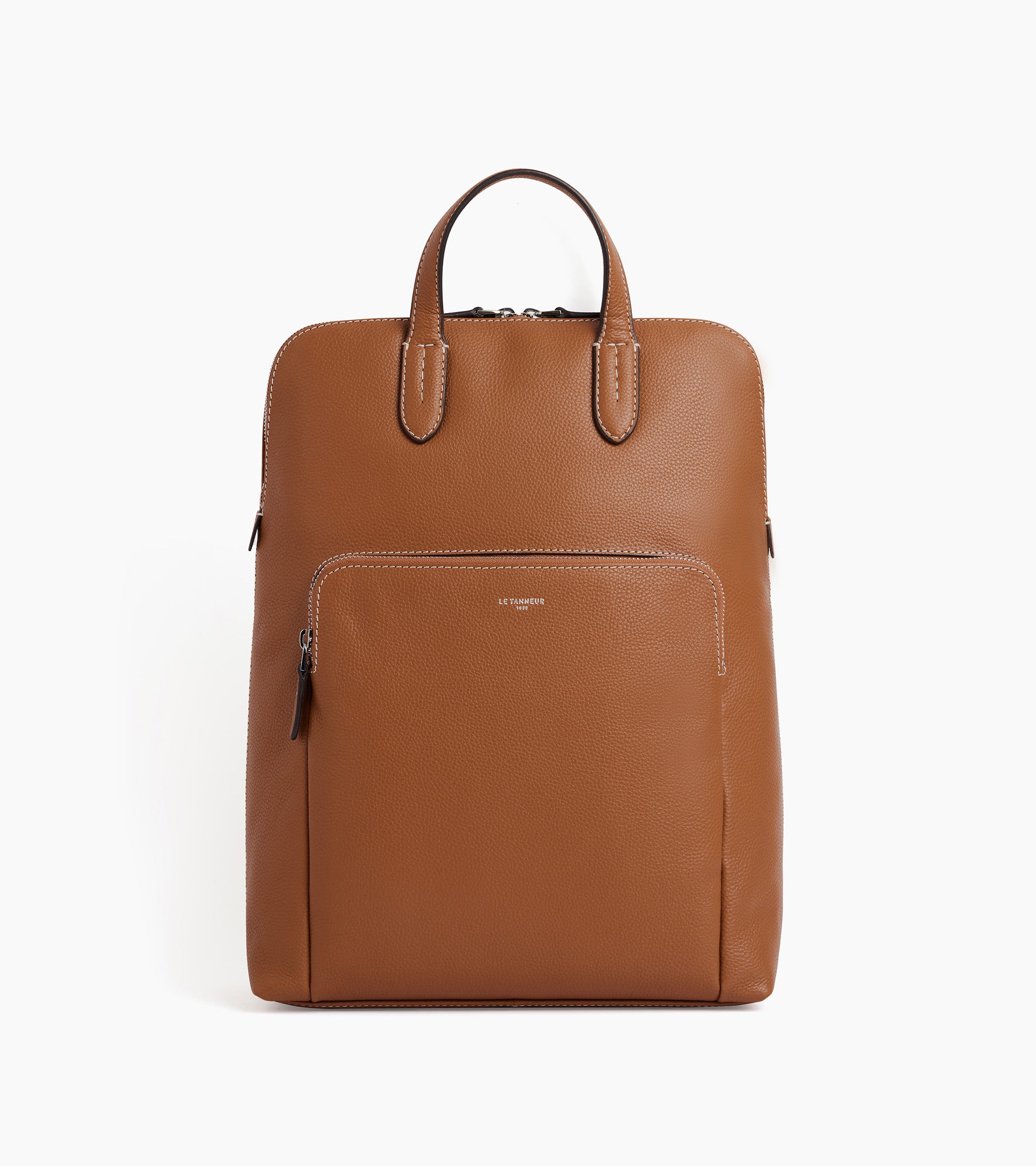 Sophie zipped business backpack in grained leather