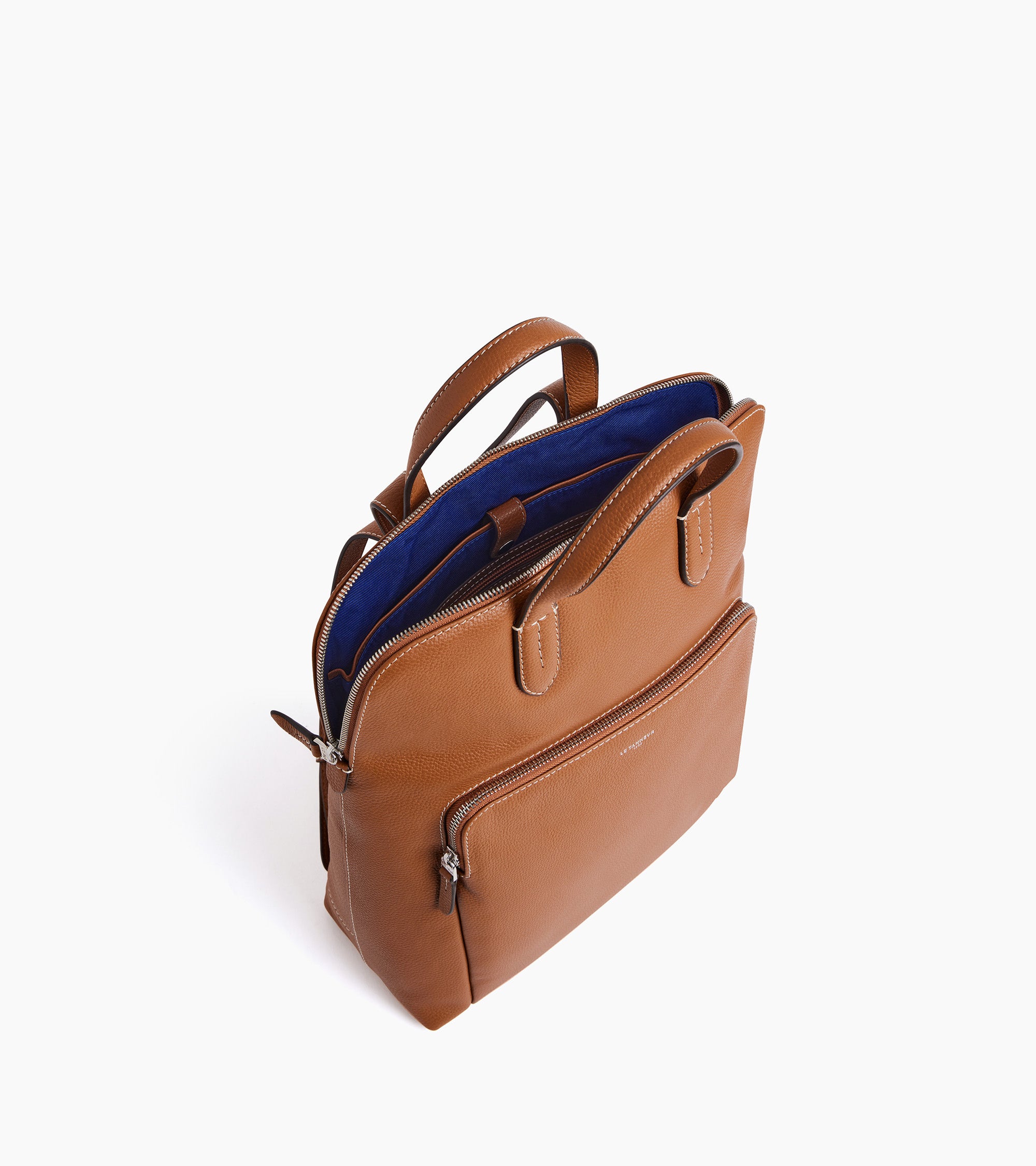 Sophie zipped business backpack in grained leather