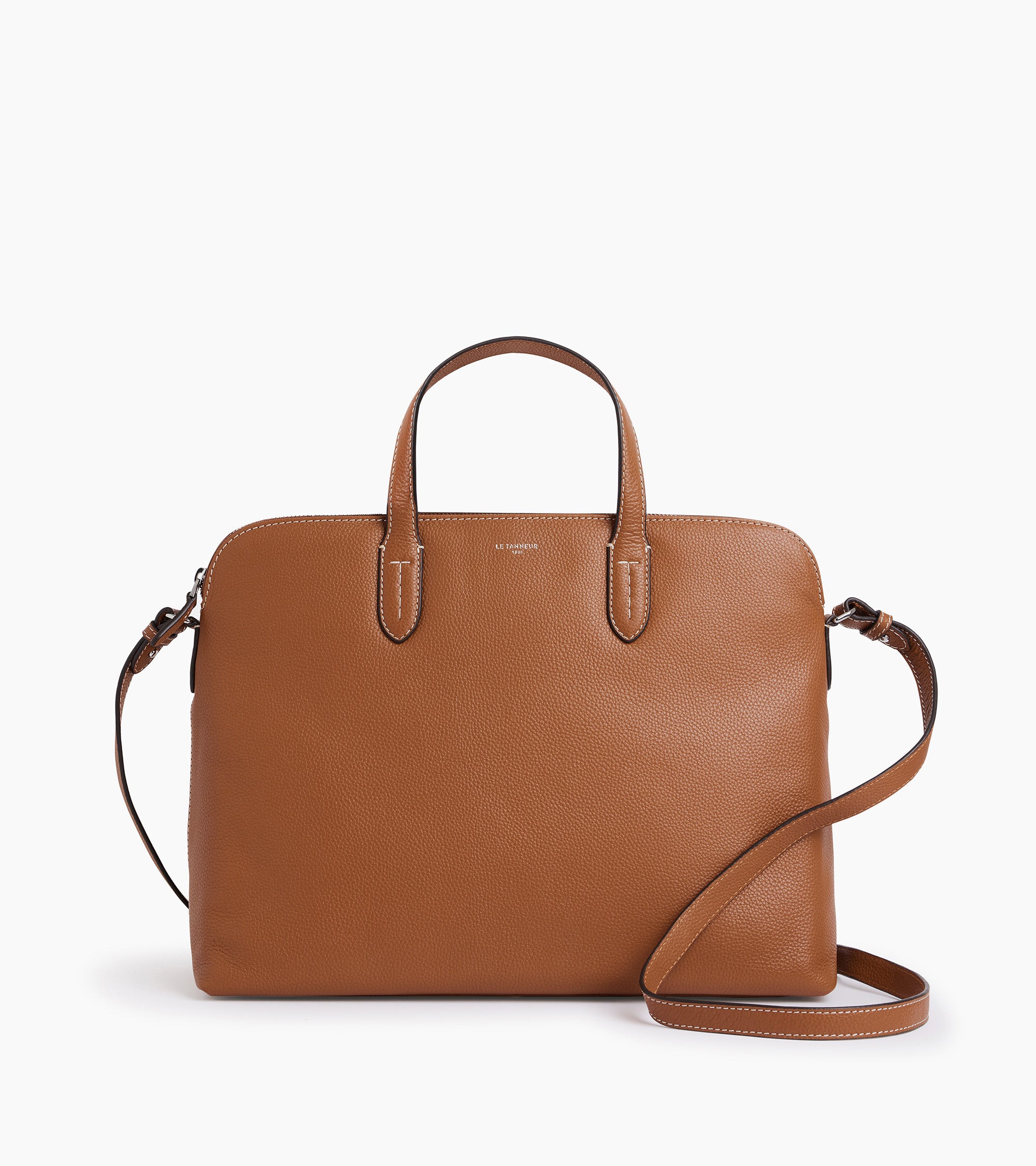 Sophie 15" briefcase with 1 gusset in grained leather