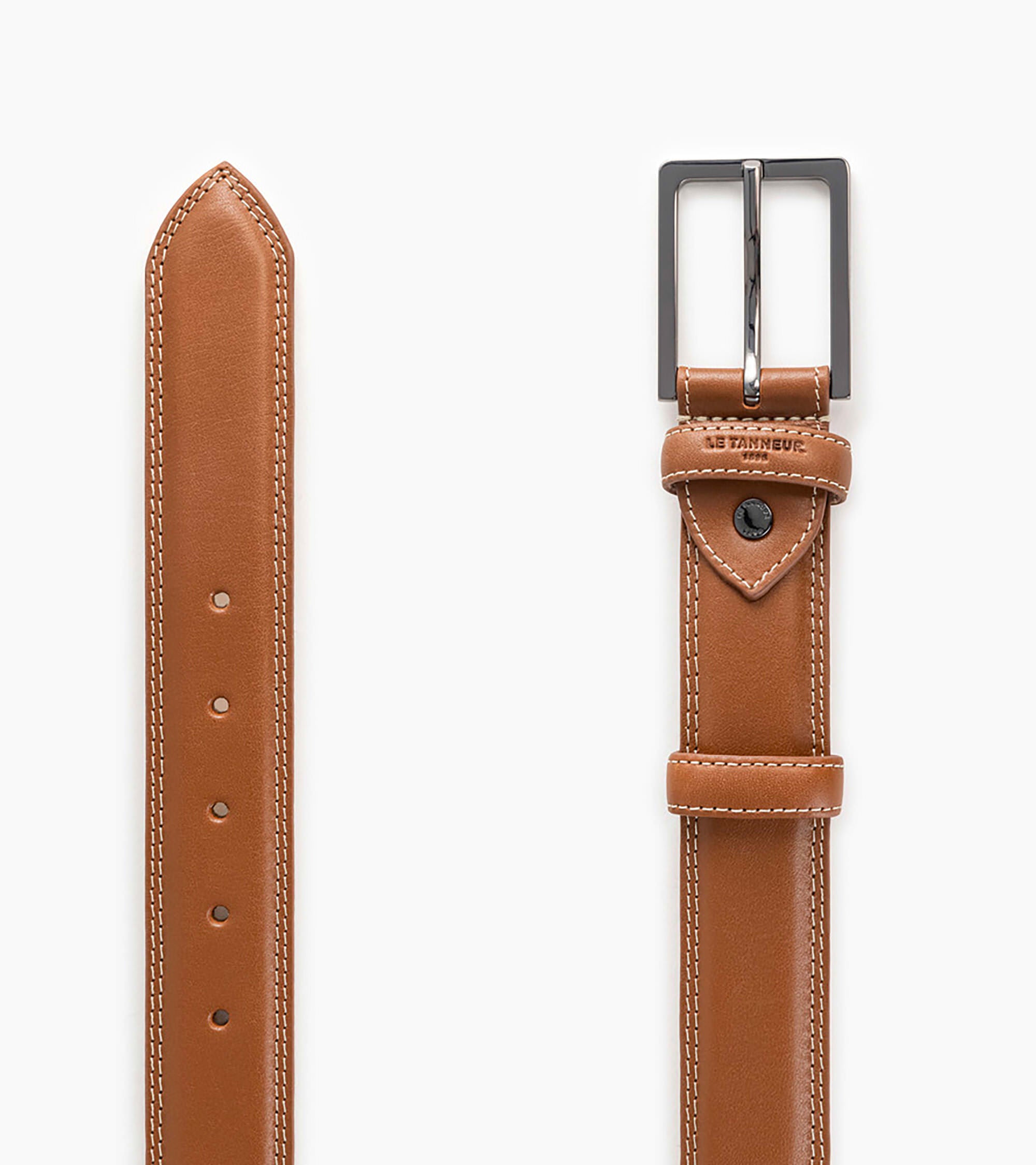 Vegetable tanned men's leather Martin belt with square buckle