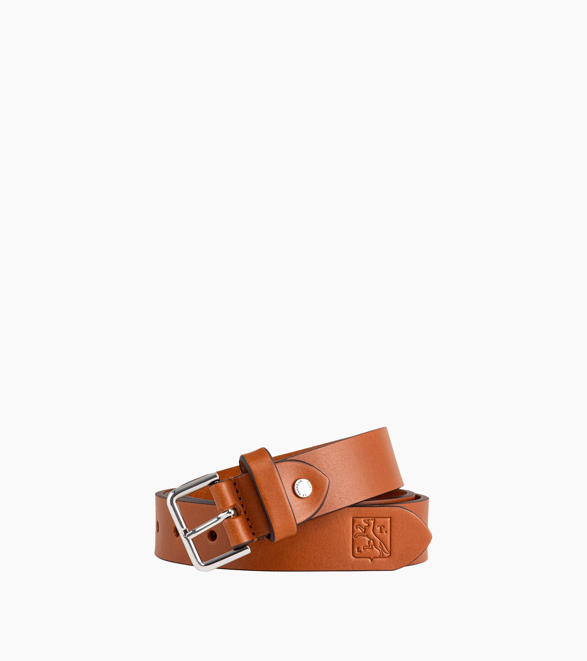 Men's belt with square buckle in smooth leather