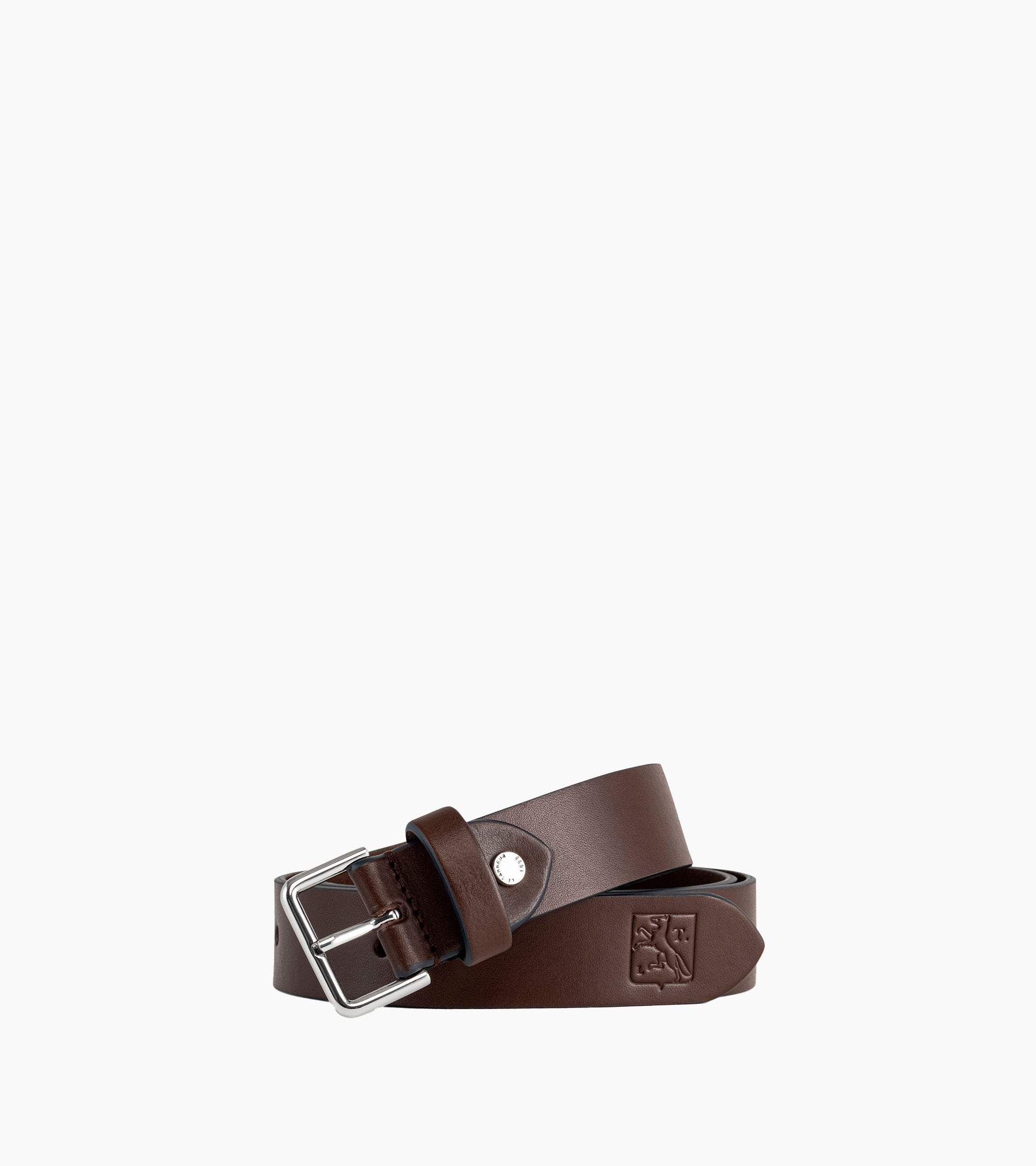 Men's belt with square buckle in smooth leather