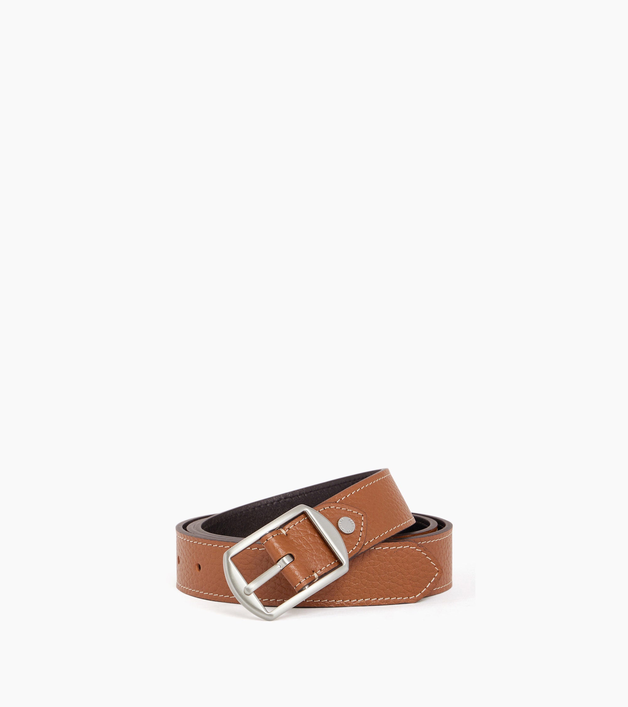 Men's reversible belt with square buckle in grained leather