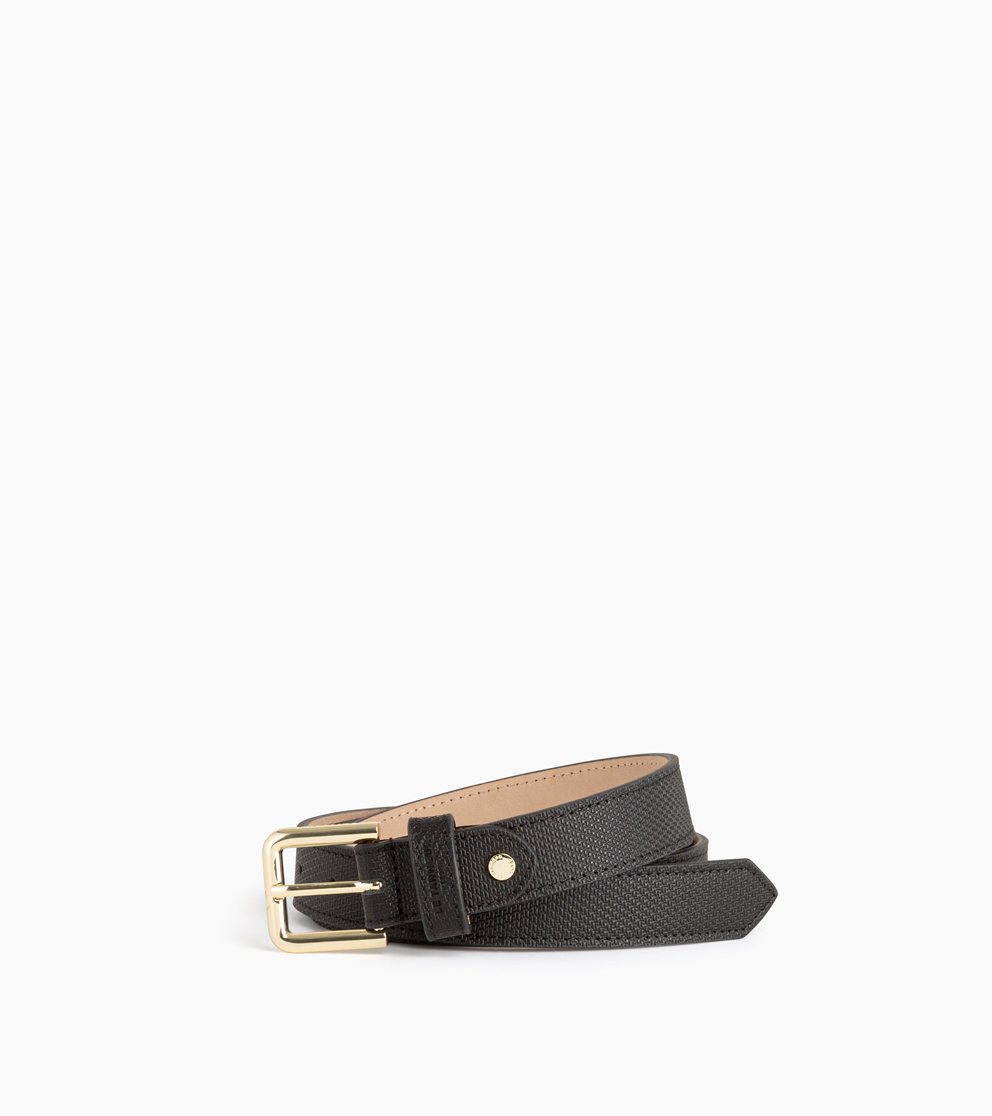 Women's caviar leather belt with square buckle