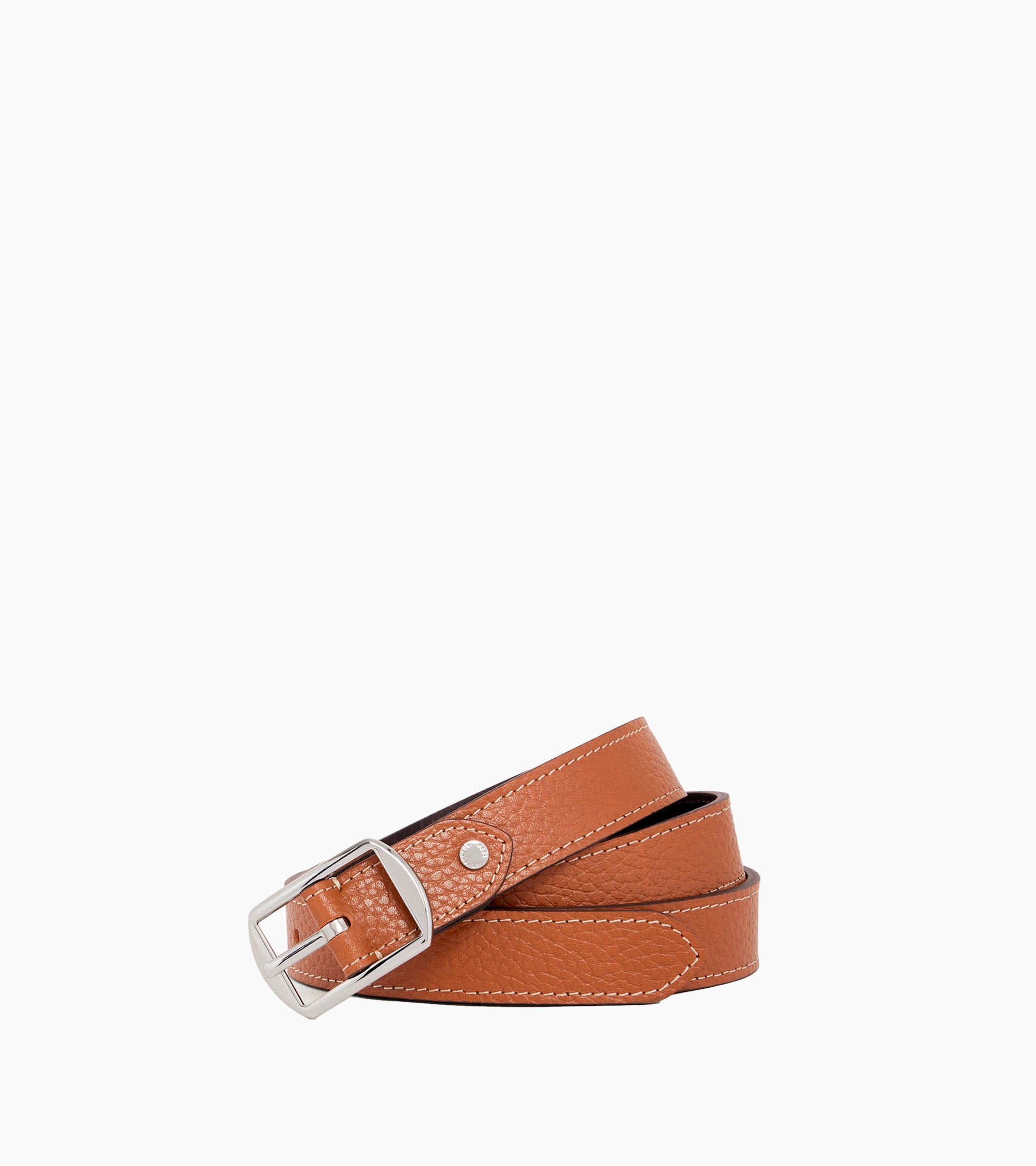 Women's reversible belt with square buckle in grained leather