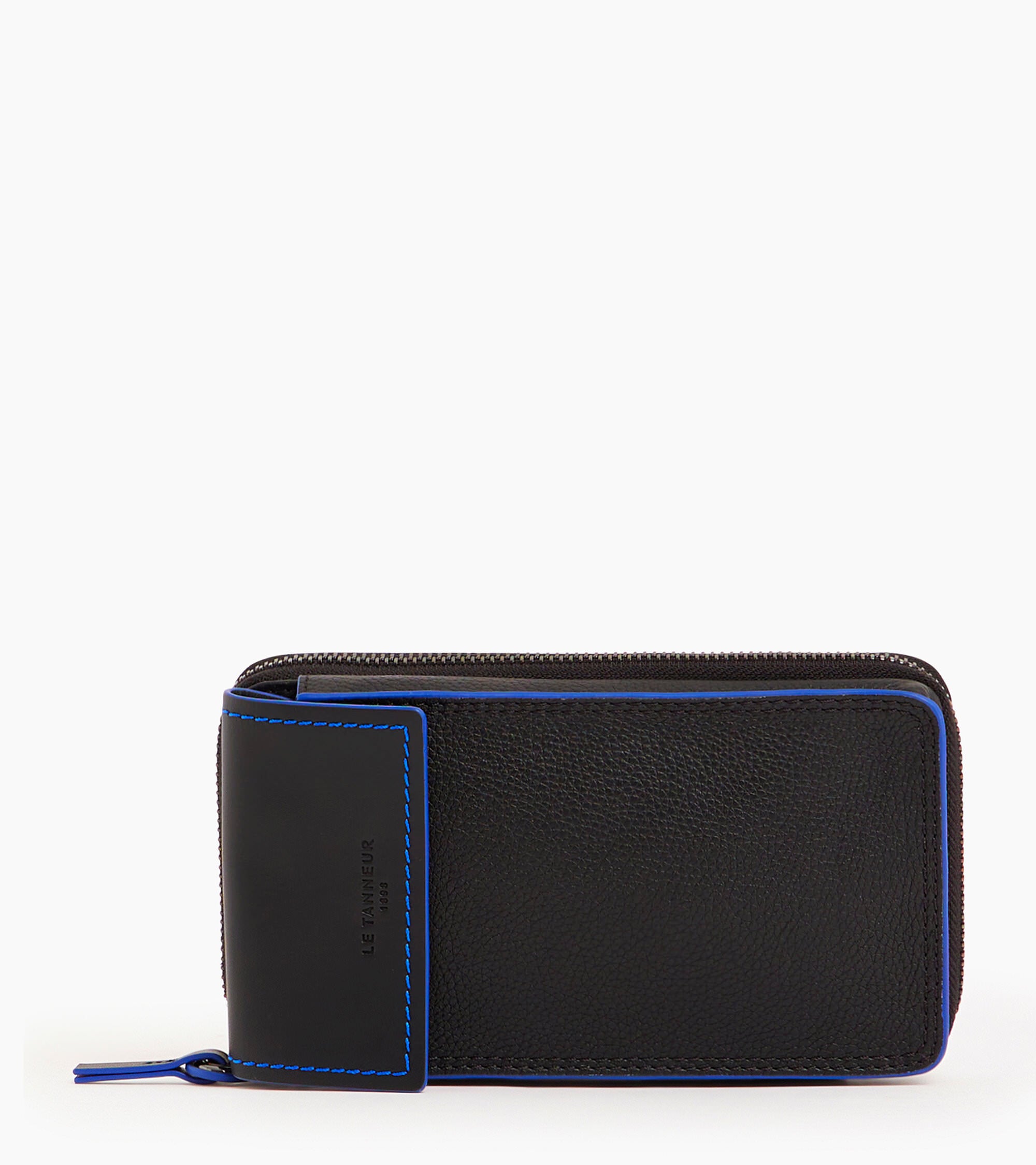 Alexis neck-worn zipped phone pouch in grained leather